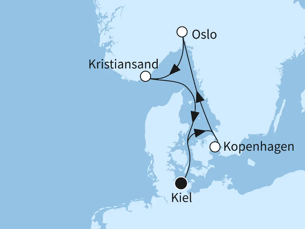 Stippvisite ins Nordland - ab/bis Kiel - Routenbild